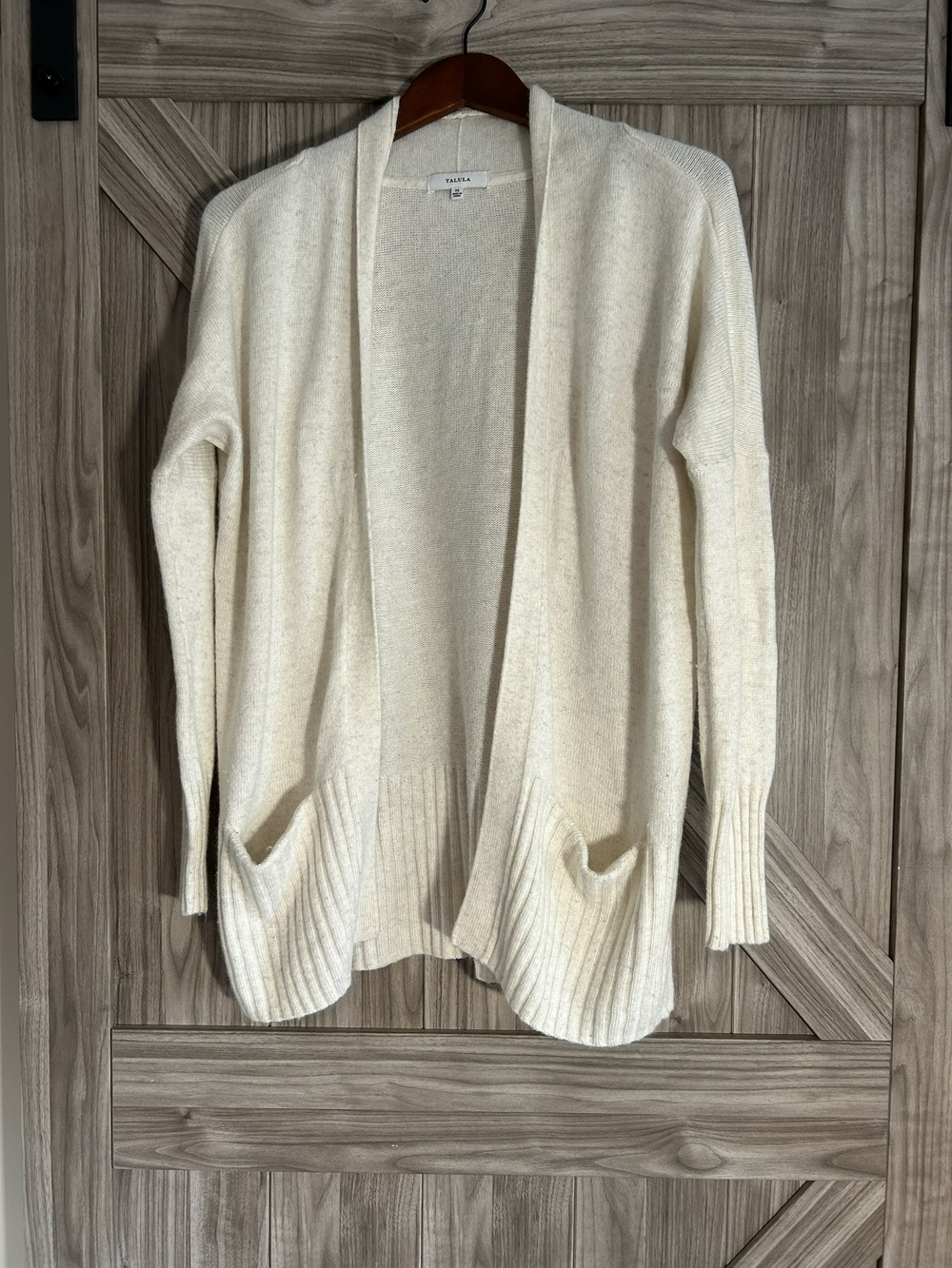 Aritzia Talula Cashmere Angora Blend Open Front Cardigan Cream XS